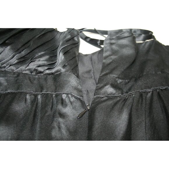 Y2K Black 100% Silk Babydoll Top Empire Waist Cami Womens 14 Whimsygoth Feminine - Picture 4 of 4